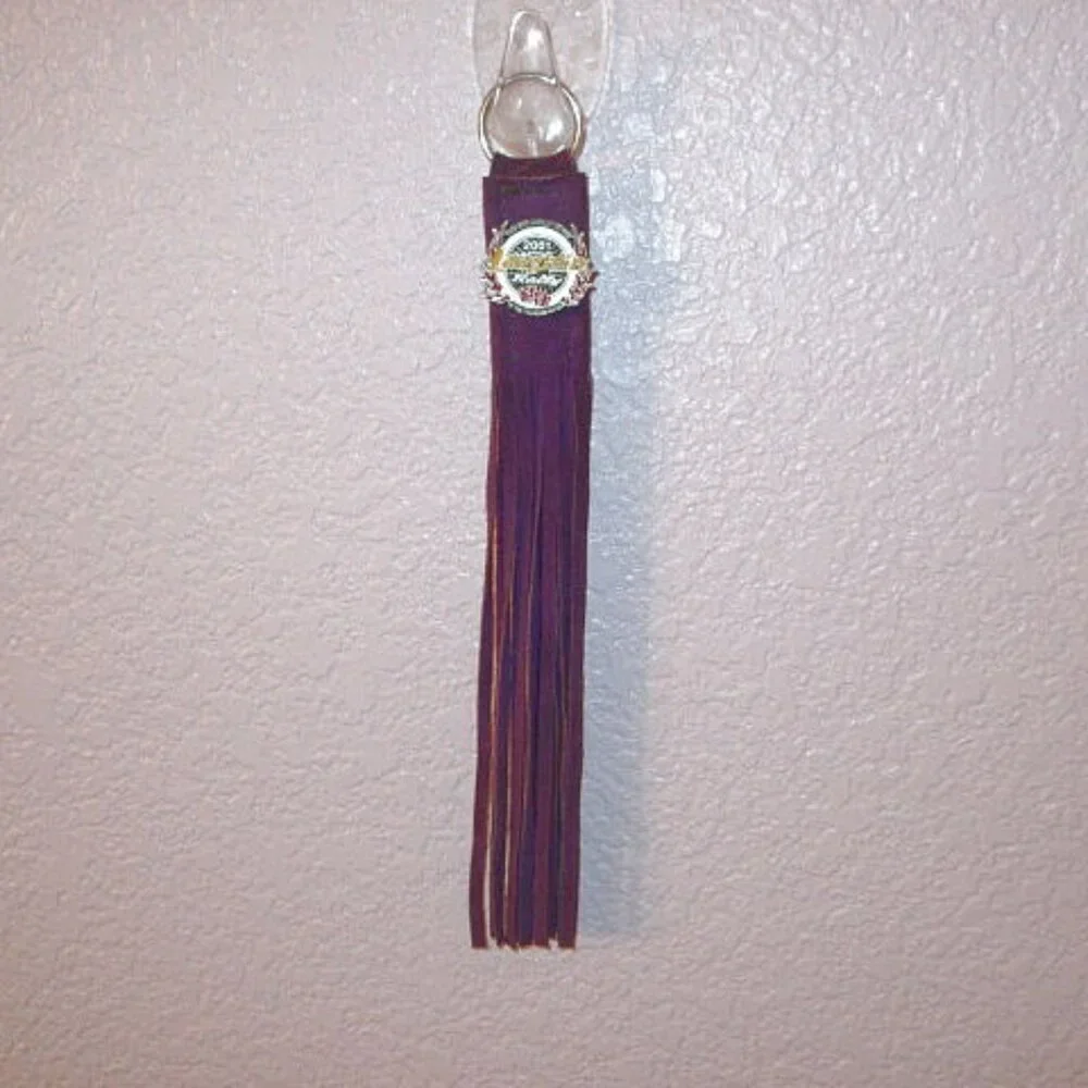Vtg Harley Davidson Motorcycle Rally Laughlin Keychain Ring Fob 2001 Suede Biker